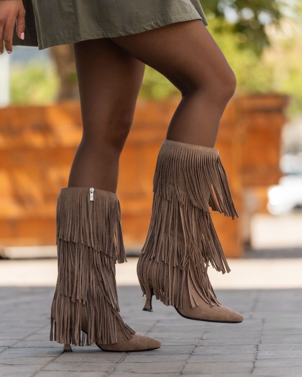 Botas flecos Onesa Taupe