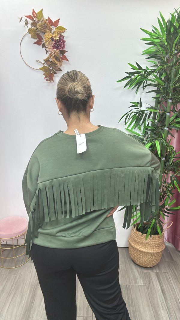 Sudadera flecos verde - Imagen 2