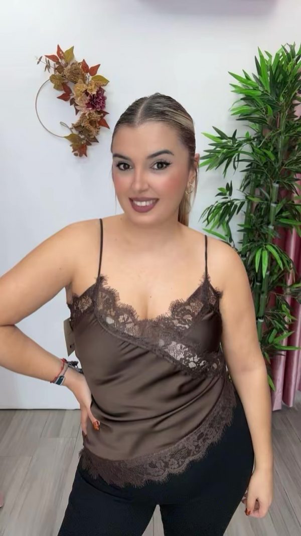 Lencera encaje pico zara marron