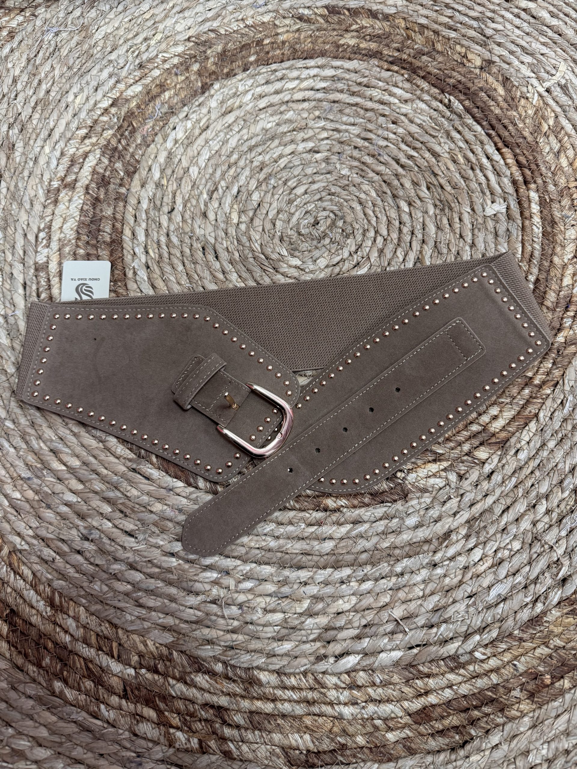 Cinturon tachas eveyln taupe