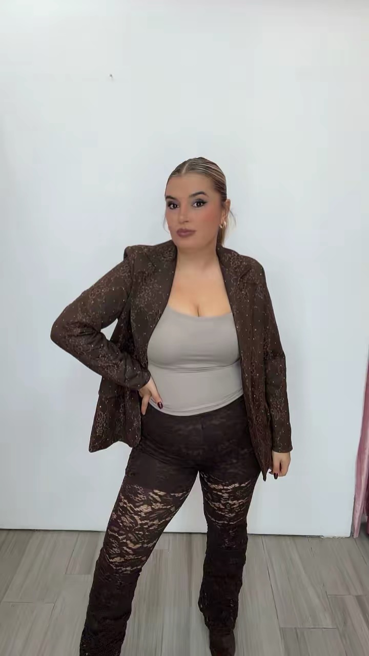 Pantalon encaje  noa marrón